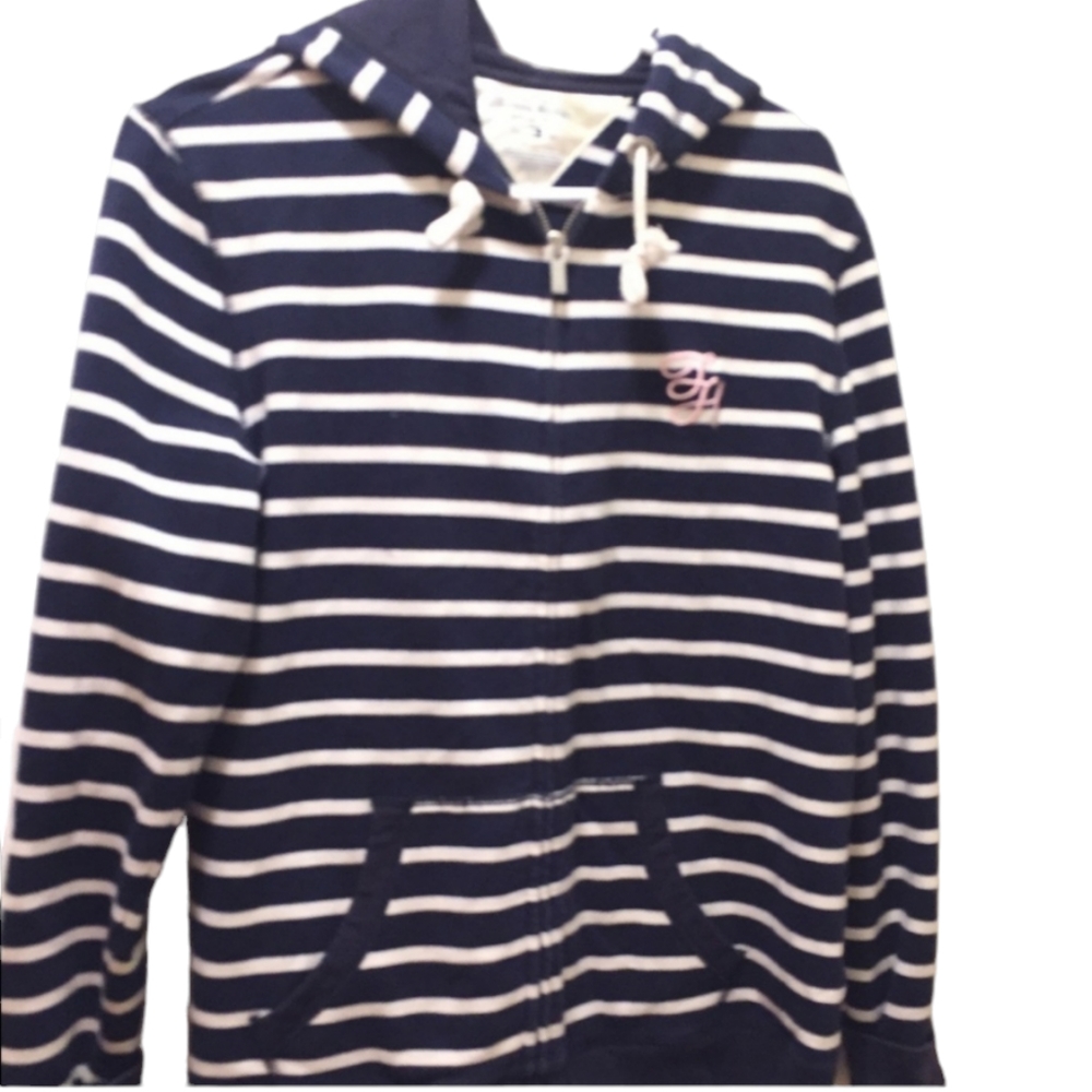 Tommy Hilfiger blue and white striped  hoodie women’s size large